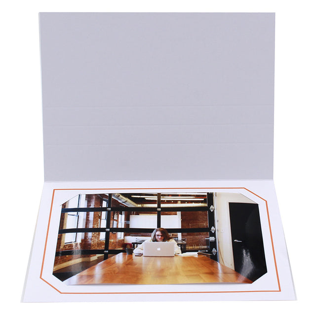 Cartonnage Photo Blanc « Serémange » – Liseré Orange | Collection CashPhoto