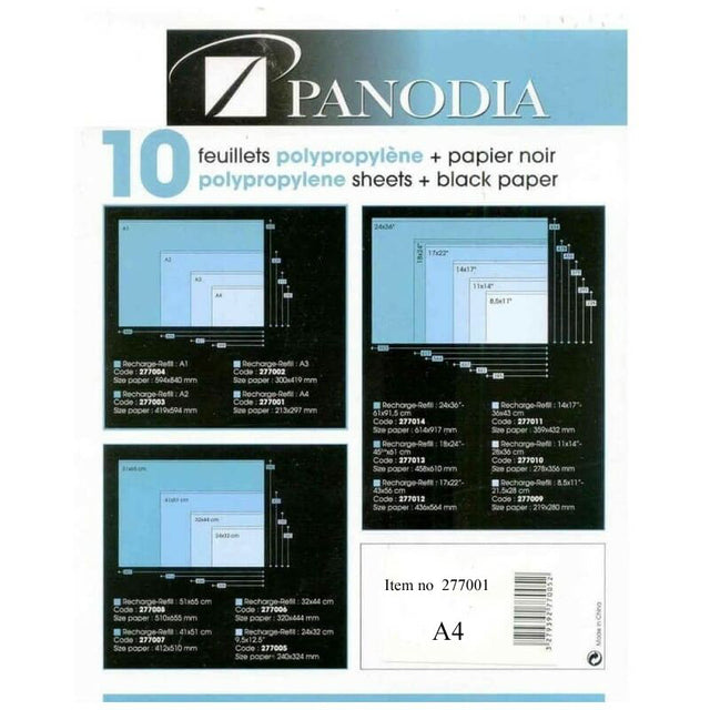 Lot de 10 feuillets Panodia 277001 classement pour photos A4 fond noir
