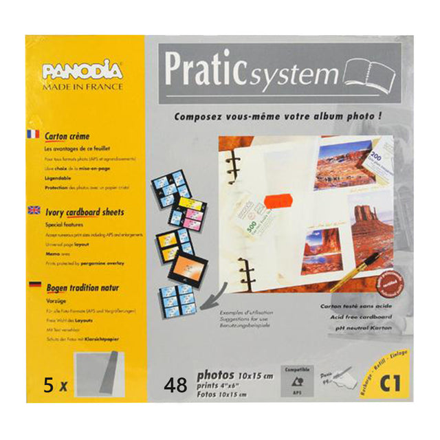 Lot de 4 feuillets Panodia C1 Pratic System fond crème