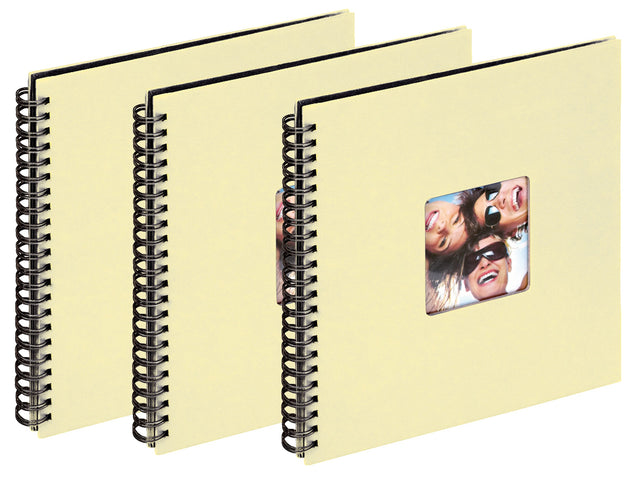 Lot de 3 albums traditionnels à spirales Fun crème pour 200 photos
