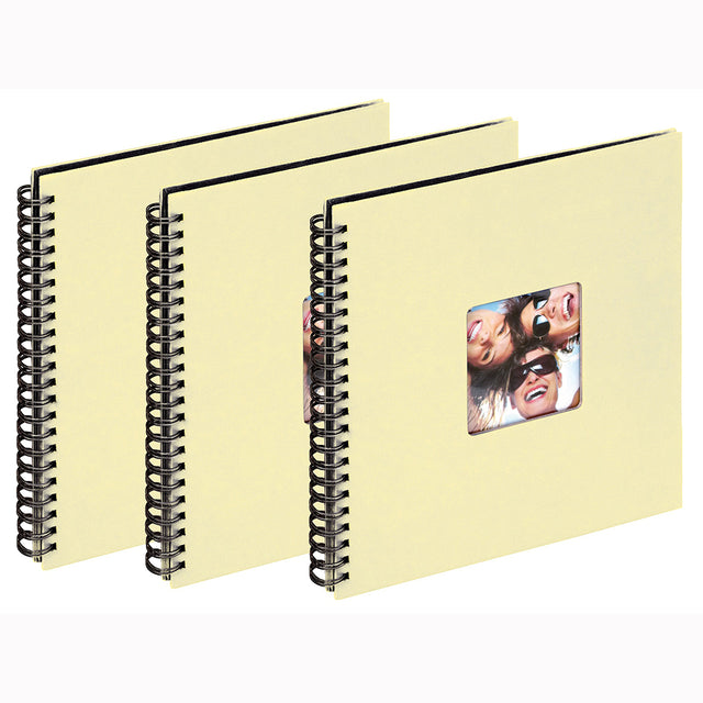 Lot de 3 albums traditionnels à spirales Fun crème pour 200 photos