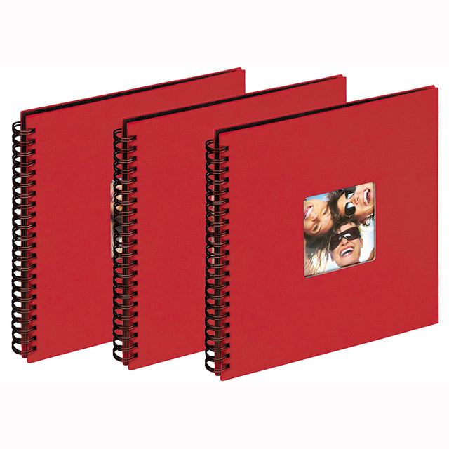 Lot de 3 albums traditionnels à spirales Fun rouge pour 200 photos