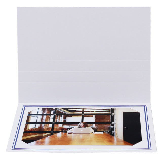 Cartonnage photo blanc - Liseré Duo bleu foncé