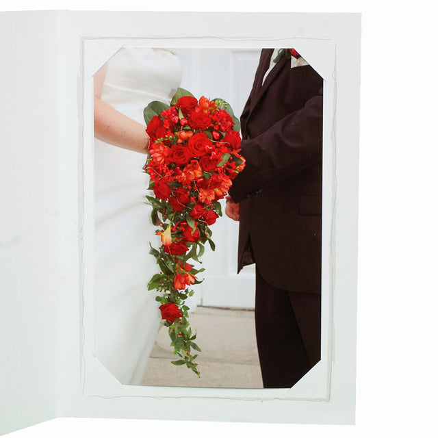 Cartonnage photo professionnel Fusain gris ouvert avec photo de mariage