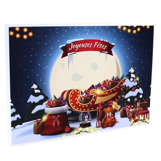 Cartonnage Noël – Groupe 20x30 / 20x25 / 18x27 / 18x25 / 18x24 avec rabat – Joyeuses Fêtes – Traineau du Père Noël