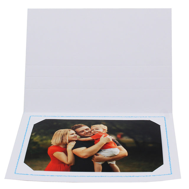 Cartonnage photo Thionville blanc - Liseré Bleu clair 300g
