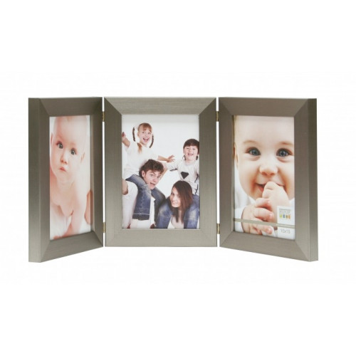 Cadre photo triptique vertical Deknudt S41VD1 H3V argenté 10x15 13x18