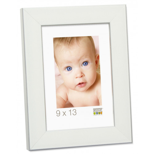 Cadre photo Deknudt S41VK1 - Blanc filet argent 30x40