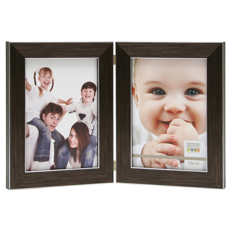 CADRE-PHOTO-DUO-VERTICAL-DEKNUDT-S41VK3 H2V-BRUN-FILET-ARGENT