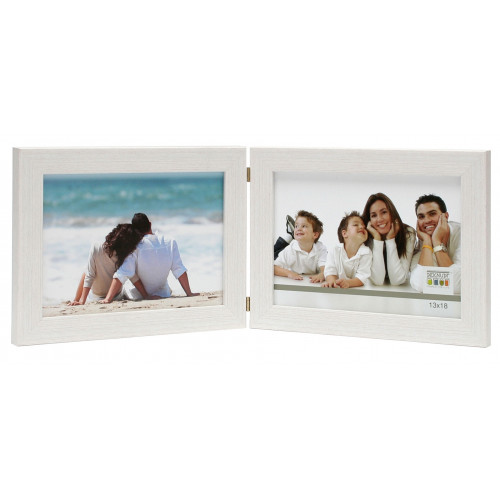 Cadre photo duo horizontal Deknudt SVF1 H2H blanc 10x15 13x18 15x20