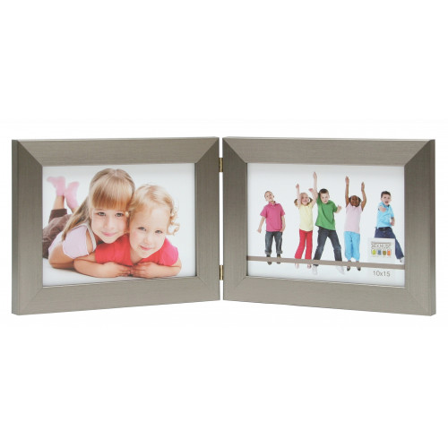 Cadre photo duo Deknudt S41VD1 H2H argenté 10x15 13x18 15x20