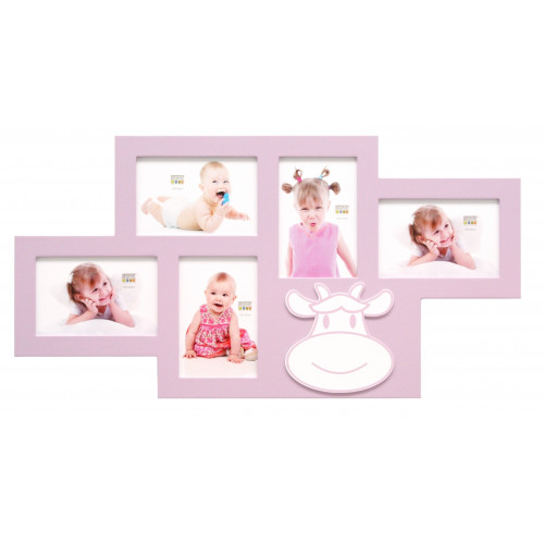 CADRE-MULTIVUES-ENFANT-S66RK4 P5-5-PHOTOS-10X15-ROSE
