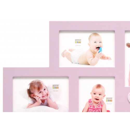 CADRE-MULTIVUES-ENFANT-S66RK4 P5-5-PHOTOS-10X15-ROSE