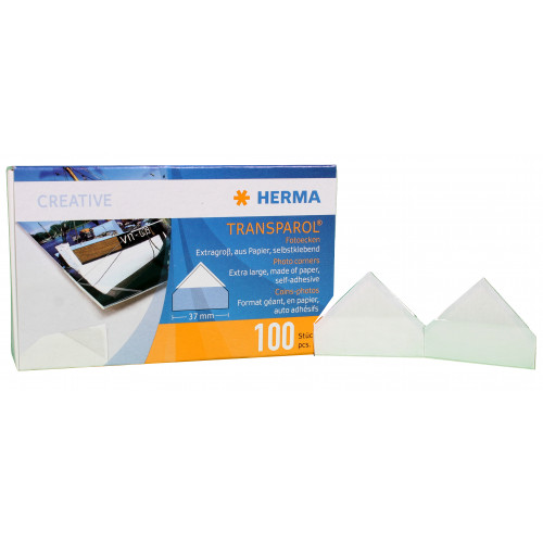 100 coins adhesifs transparents grand format pour photos HERMA