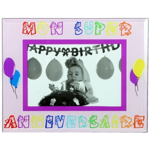 Cadre photo enfant Mon super anniversaire 10x15 rose