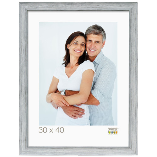 Cadre photo Deknudt S43WF7 - Gris avec structure bois 30x40