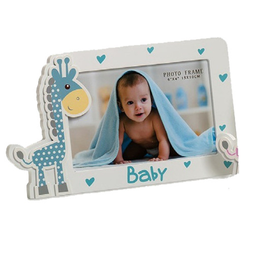 Cadre photo enfant BABY GIRAFE BLEU