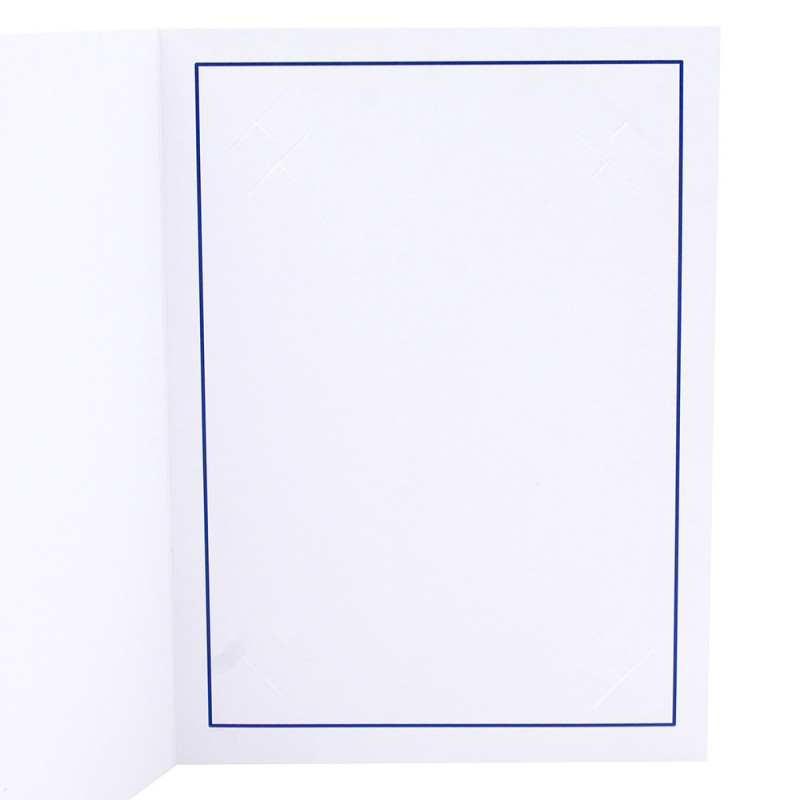 Cartonnage photo blanc - Liseré bleu foncé - détail
