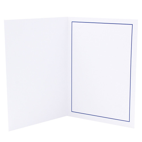 Cartonnage photo blanc - Liseré bleu foncé - ouvert nu