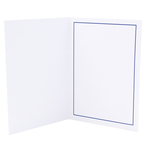 Cartonnage photo blanc - Liseré bleu foncé - ouvert nu