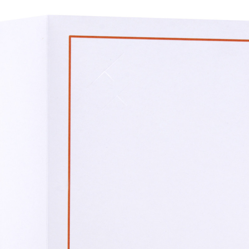 Cartonnage photo blanc - Liseré Orange - gros plan