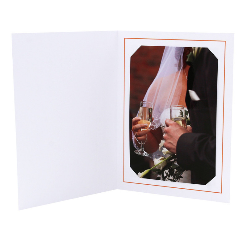 Cartonnage photo blanc - Liseré Orange - avec photo