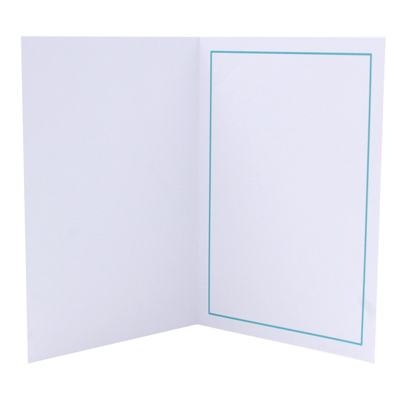 Cartonnage photo blanc - Liseré Turquoise