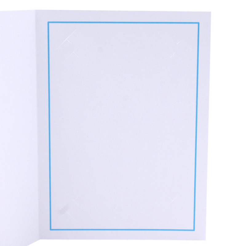 Cartonnage photo blanc - Liseré Bleu clair