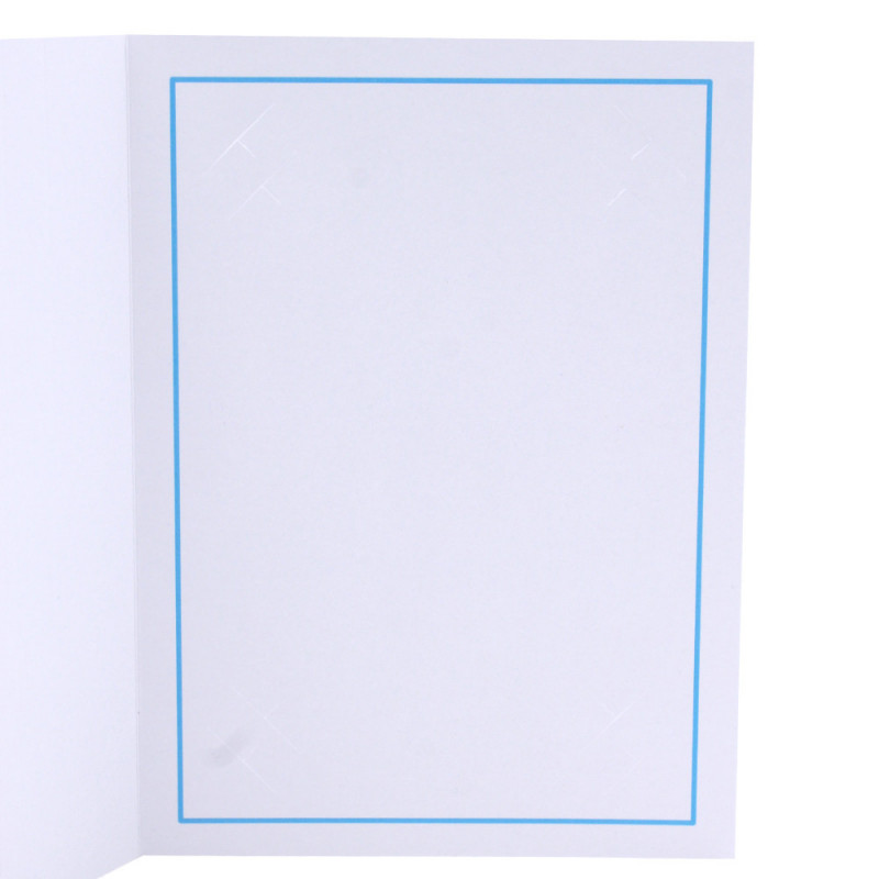 Cartonnage photo blanc - Liseré Bleu clair