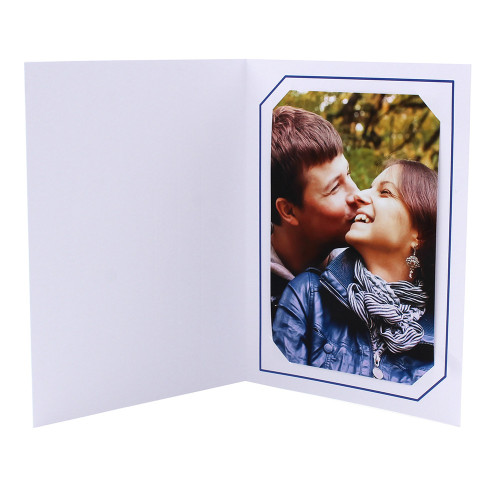 Cartonnage Photo Blanc « Serémange » – Liseré Bleu Foncé | Collection CashPhoto