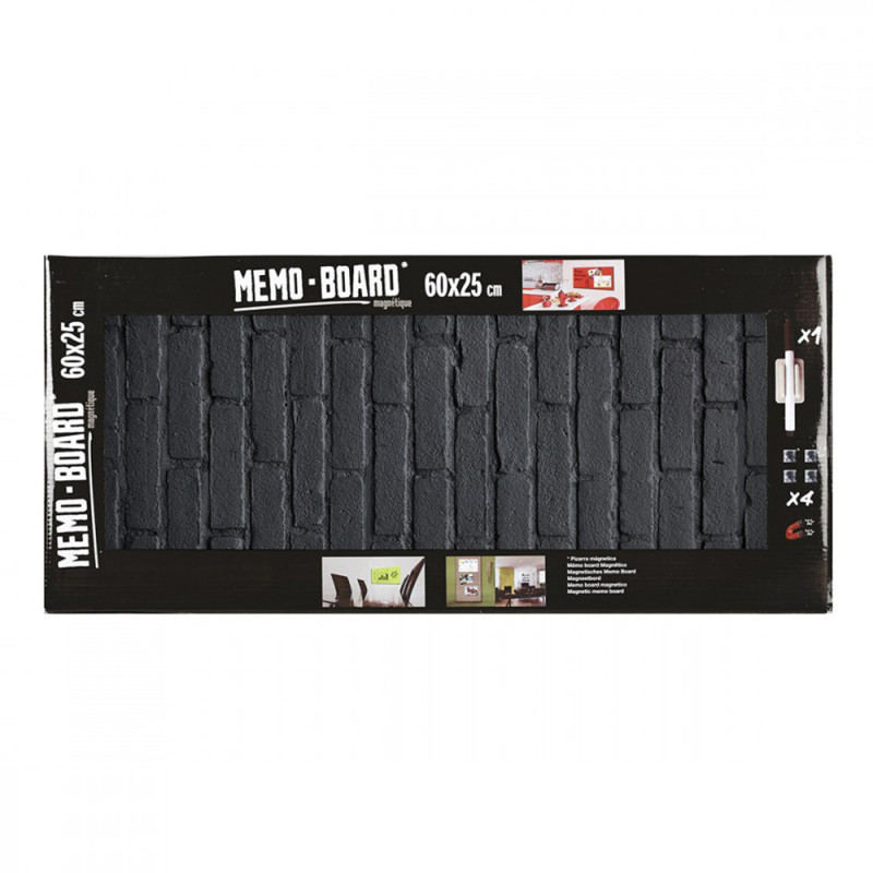 Mémo board magnétique en verre effet Pierre noire 25x60 cm