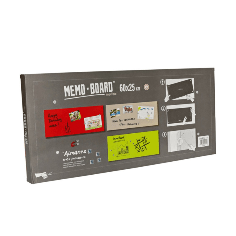 Mémo board magnétique effet Pierre blancheen verre 25x60 cm