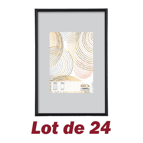 Lot de 24 cadres photo Essentiel Erica résine noir 20x30