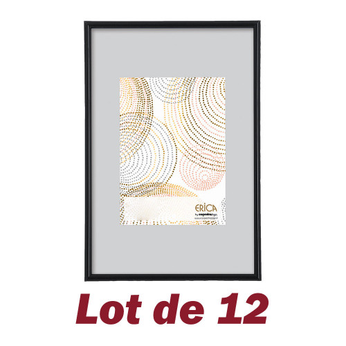 Lot de 12 cadres photo Essentiel Erica résine noir 30x45