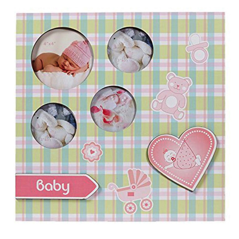 Plaque Pele Mele Carre Baby Karo Pour 4 Photos Rondes Rose Chez Cashphoto