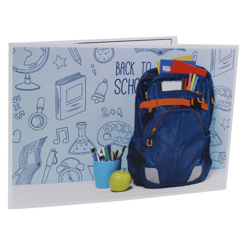 Cartonnage photo scolaire - Groupe 20x30 -18x25 - Cartable bleu