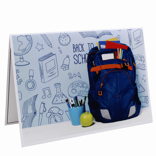 Cartonnage photo scolaire - Groupe 20x30 - Cartable bleu