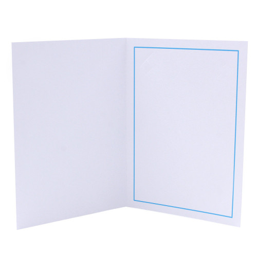 Cartonnage photo blanc-Liseré bleu clair-intérieur