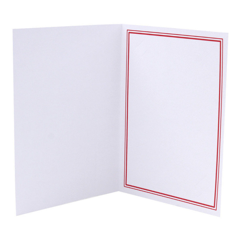 Cartonnage photo blanc-Liseré duo coloré rouge-sans photo