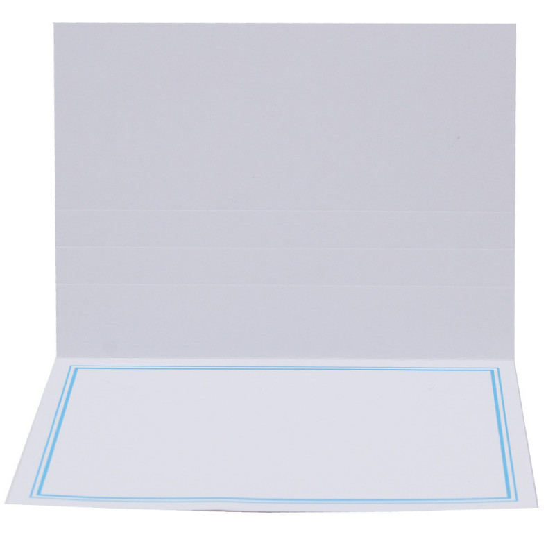 Cartonnage photo blanc-Liseré duo coloré bleu clair-sans photo