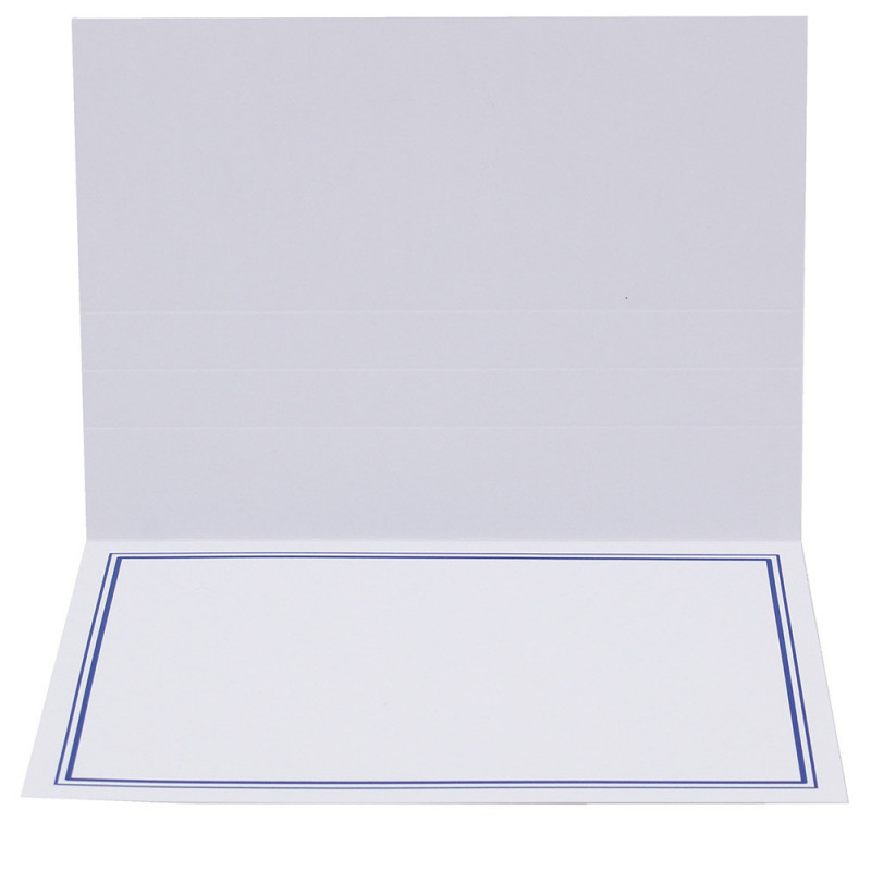 Cartonnage photo blanc-Liseré duo coloré bleu marine-sans photo