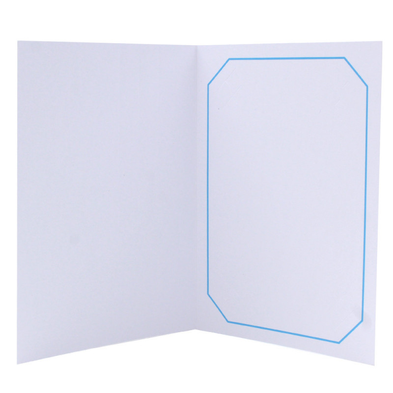 Cartonnage photo blanc - Octo liseré Bleu clair