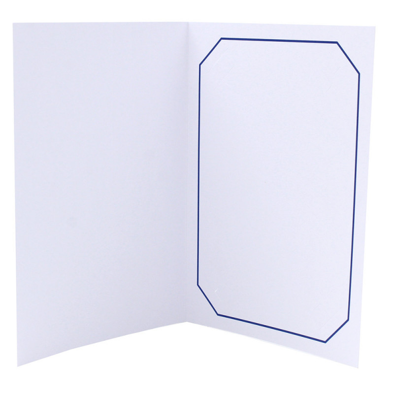 Cartonnage photo blanc - Octo liseré Bleu foncé