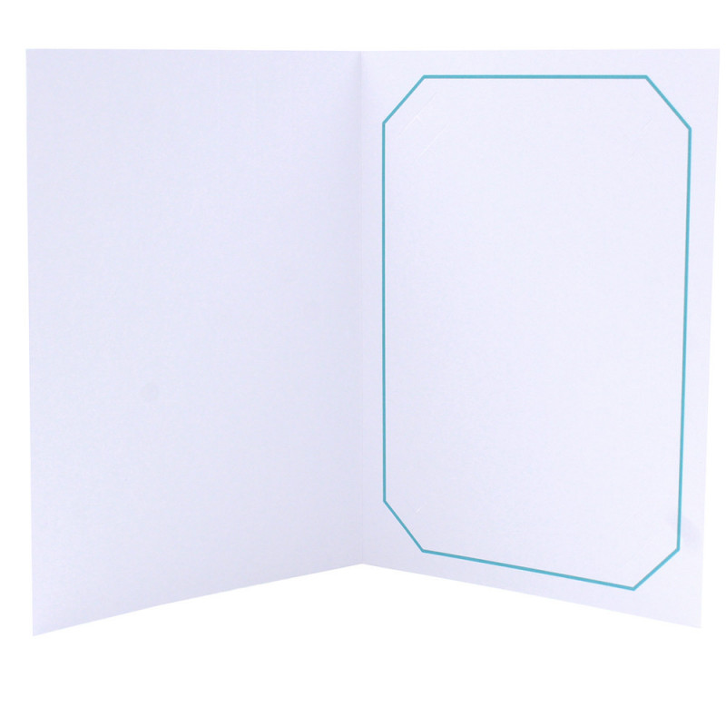 Cartonnage photo blanc - Octo liseré Turquoise