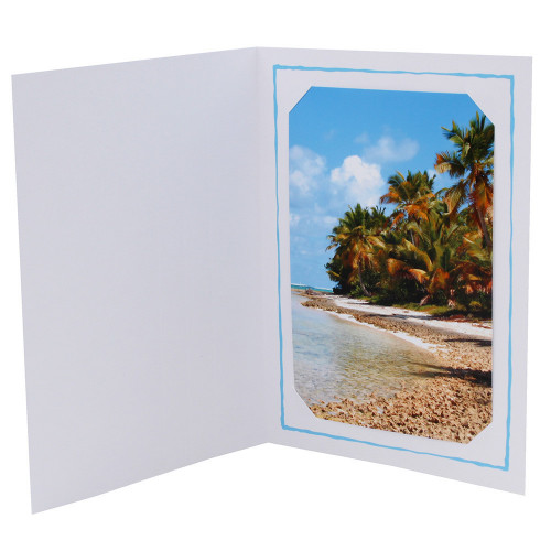 Cartonnage photo blanc - Yutz liseré bleu clair