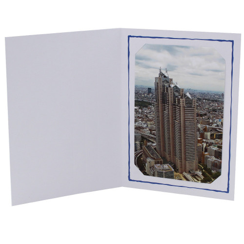 Cartonnage photo blanc - Yutz liseré bleu foncé
