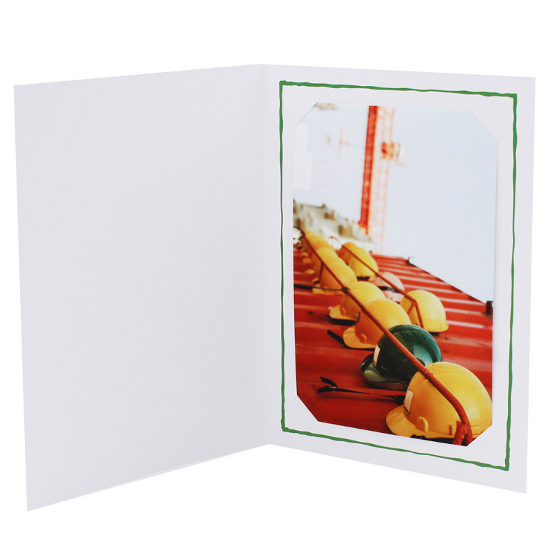 Cartonnage photo blanc - Yutz liseré vert foncé