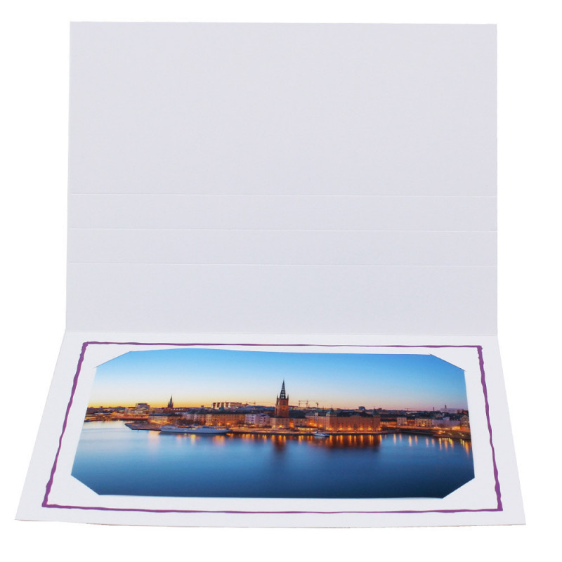 Cartonnage photo blanc - Yutz liseré violet