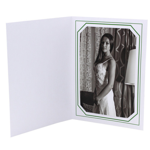 Cartonnage photo blanc - Terville liseré vert foncé avec photo