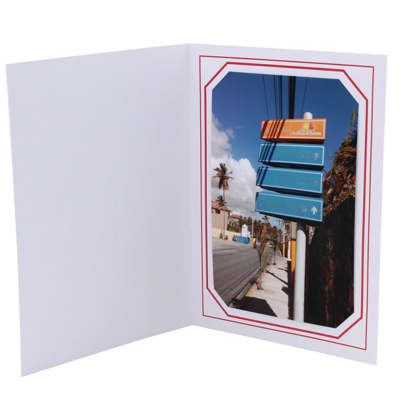 Cartonnage photo blanc - Terville liseré rouge avec photo